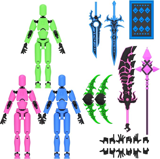 Glowing Titan 13 Action Figure Set Already Assembled, Dummy 13 3D Printed Action Figures with Weapons Accessories T Lucky Robo 13 Nova 13 Action Figures, Figura de acción 13 (3-Colors-A)