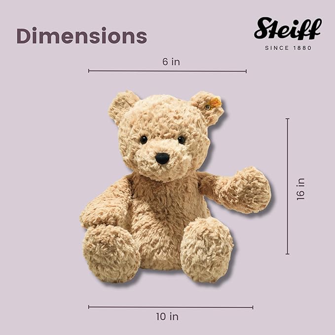 Steiff Jimmy Teddy Bear – Soft Cuddly Friends, Premium Plush Stuffed Animal Toy for Kids (Light Brown, 16")
