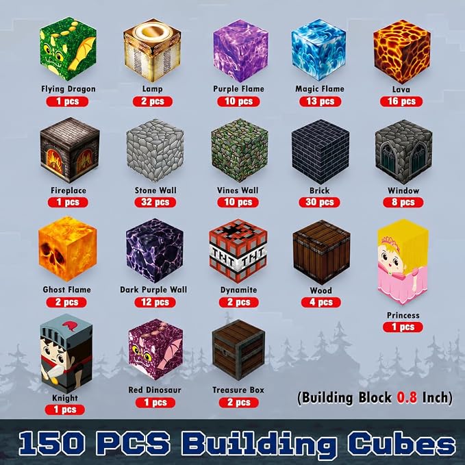 GraceDuck Magnetic Blocks - 150 PCS Build Dark Castle - Magnetic Toys for Montessori Toddler Easter Christmas Birthday Gifts - STEM Sensory Toys for 3 4 5 6 7 8 9 10 Year Old Boys & Girls