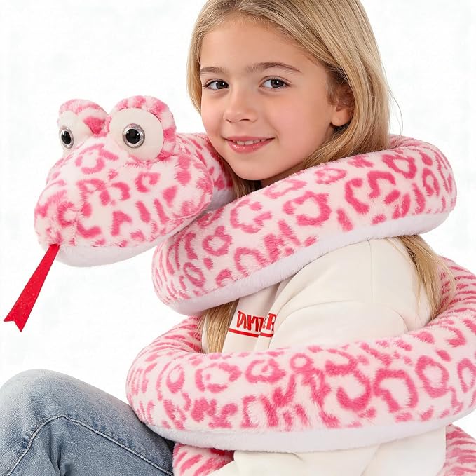 MaoGoLan Pink Snake Stuffed Animal Giant Stuffed Snake, 98 inch Plush Snakes Toy for Girls Christmas Birthday Easter Valentine's Day Gift Mother's Day