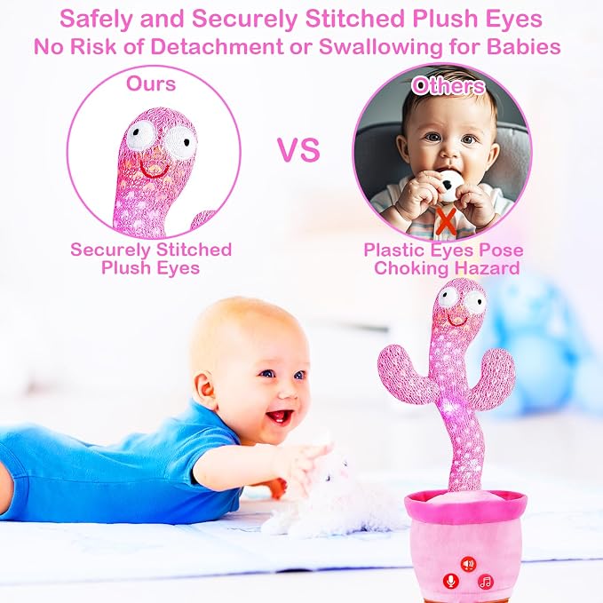 River Mill Rechargeable Dancing Talking Cactus Toy, Singing Cactus Baby Toy that Talks Back, Educational Baby Toys 18 Months+, Learning Toys for Babies Toddlers Infant, 1 Year Old Girl Gifts
