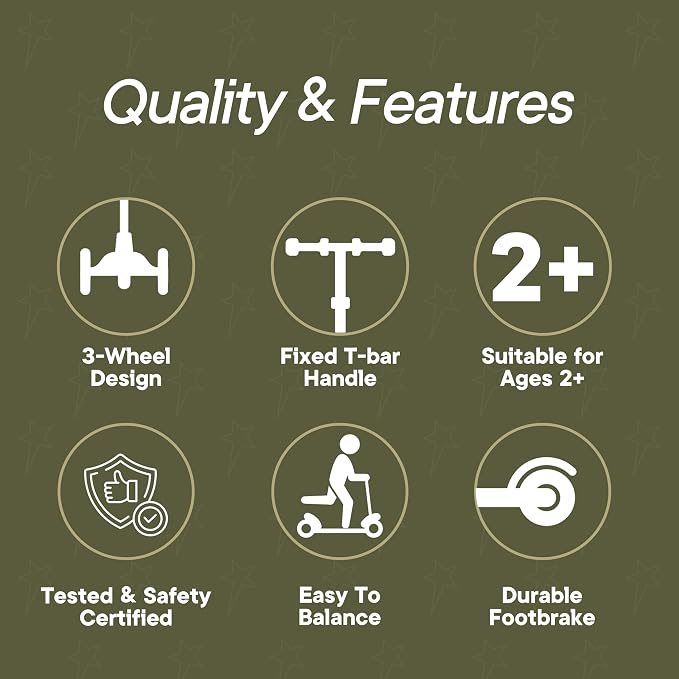3 Wheel Scooter for Kids, Smooth Light Up LED Front Wheels, Wide Anti Slip Deck, Rear Foot Brake, Easy Lean to Steer Maneuvering, Indoor & Outdoor Ride On Toys for Ages 2 Up,