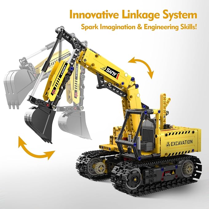 Resosese 5 in 1 Building Toys STEM Robotics Kits - Remote-Controlled Excavator Engineering Kit for Kids Age 6 7 8 9 10 11 12-14 with 555 Pieces，DIY Educational Science Kits Gift for Boys & Girls