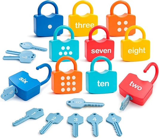 Montessori Toys for 3 Year Old, Preschool Activities Toys Games for Toddler, Lock & Key Counting Toys for Toddlers, Math Manipulatives for Preschool Kindergarten Learning & Education