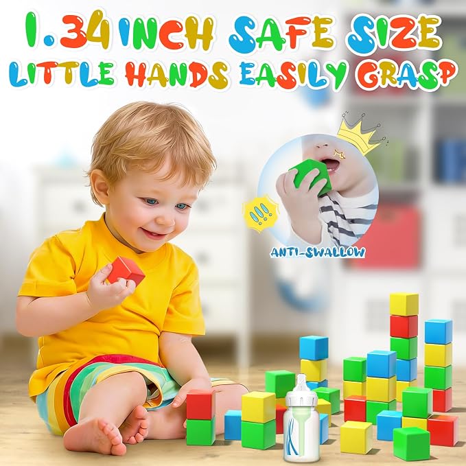 Magnetic Blocks, 28PCS Magnetic Building Blocks, 1.34 inch 3D Cubes for Toddlers, Preschool Educational Construction Kit, Sensory Montessori Toys Kids Blocks for Boys Girls
