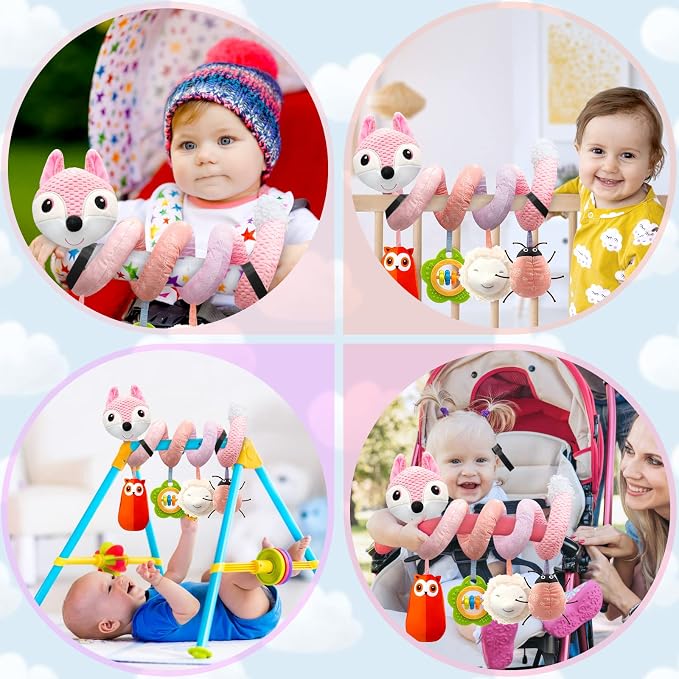 MONSTIME Car Seat Toys Infant Toys 0-6 Months, Newborn Toys 0-3 Months Brain Development for Carseat Stroller Crib with Music Rattles Teether, Baby Toy for 0 3 6 9 12 Boys Girls
