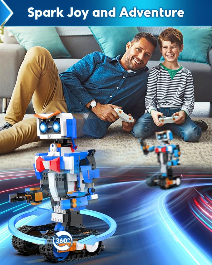 Robot Building Kits for Kids, Stem Toys for Boys Age 8-12, APP & Remote Control Educational Coding Building Sets, Programmable Robot for Kids, Rechargeable Robotic Kit Gifts for Girls Boys (728 PCS)