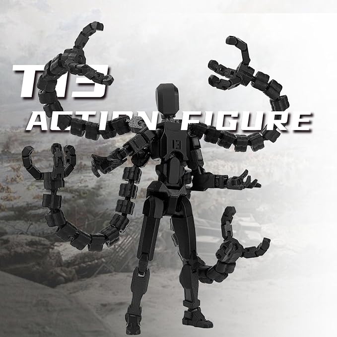 Assembly Completed T13 7.2inch Action Figure 3D Printed Multi-Jointed Movable T13 Nova 13 Robot 13 Action Figure Desktop Decorations for Game Lovers