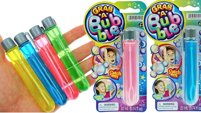 JA-RU Grab a Bubble-Touchable Mini Bubbles Wand Toy (2 Pack Assorted Colors). Outdoor Summer Toy Entertainment for Kids. Party Favor, Birthday Party Easter Basket Stuffers Bulk Bubbles.1524-2A