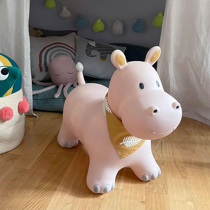 Kindsgut Bouncy Animal Hopper – Inflatable Bouncing Ride-On Toy for Kids & Toddlers Age 2+, Designed in Germany, Indoor & Outdoor, Hippo