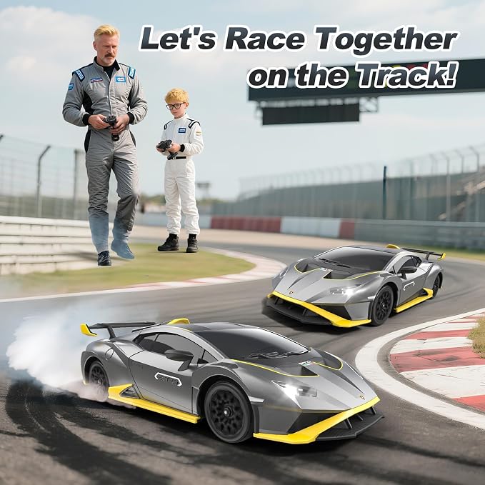 Lamborghini Remote Control Car, 1:18 Scale Lambo Toy Car, Officially Licensed Fast Rc Cars with Led Light, Race Car Toys for 4-12 Boys Girls Adults Birthday Ideas Gift.