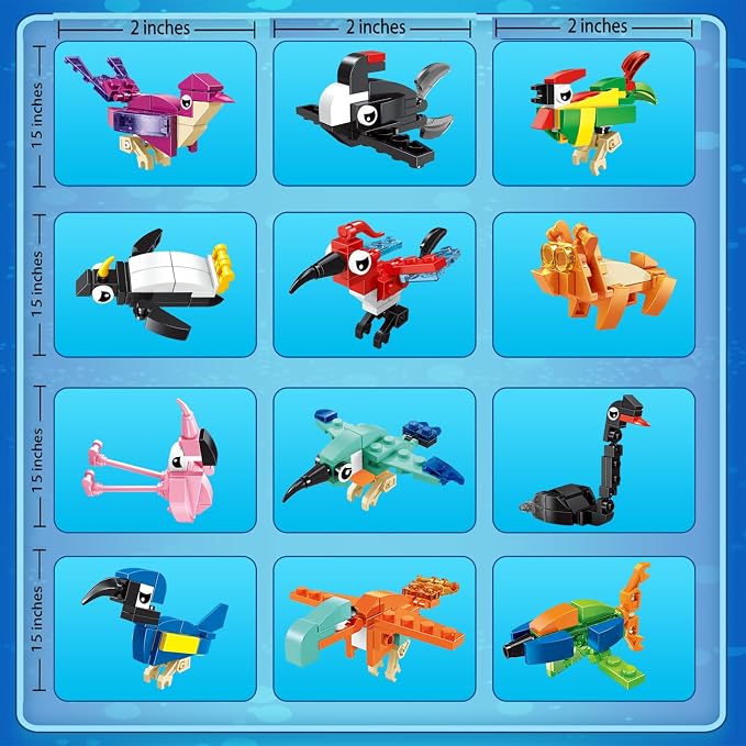BRICHBROW 24 Pack Animal Building Blocks - Kids Party Favors Ages 6-12, Educational STEM Construction Toys for Birthday Parties, Classroom Incentives, Goodie Bag Fillers & Stocking Stuffers