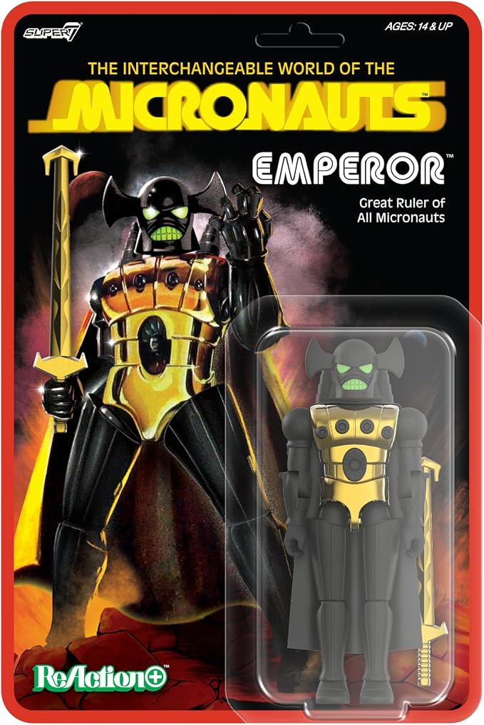 Super7 Reaction+ Micronauts Emperor - 4" Micronauts Action Figure with Accessories - Classic Sci-Fi Collectibles and Retro Toys