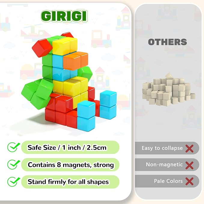40pcs Magnetic Blocks, Gifts for 3 4 5 6 Year Old Girls & Boys, Magnet Building Blocks for Toddlers,STEM Preschool Sensory Toys for Kids Ages 3-5 4-8