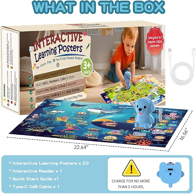 Educational Toys for 3 4 5 6 Year Old, Toddler Learning Posters & Talking Pen Books for Kids 3-5, Learning Toys for Ages 3-6, |Preschool Learning Activities, Gifts for Boys & Girls