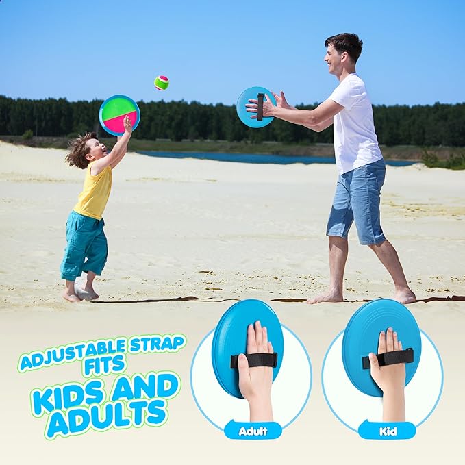 TEILLNET Toss and Catch Ball Set Upgraded - Kids Toys Beach Toys Baseball Games - Sturdy & Water-Resistant for Outdoor Pool Yard Games - Classic Gift for Boys Girls 3 4 5 6 7 8 9 10 11 12+ Years