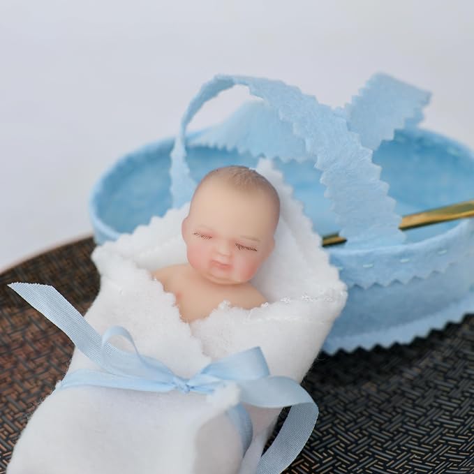 4inch 10CM Mini Platinum Silicone Reborn Baby Doll, Tiny Full Body Silicone Baby Dolls for Stress Relief, Decoration, Gifts, Collectible