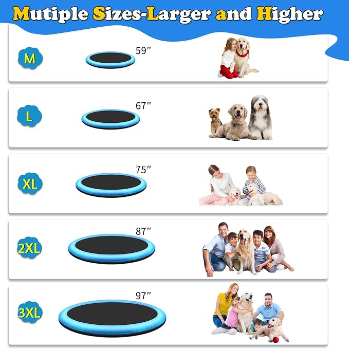 CACSPS 59" Non-Slip Splash Pad for Kids and Dog, Thicken Sprinkler Pool Summer Outdoor Water Toys, Extra Large Backyard Wading Pool for Children Boys & Girls or Pet Dog (Blue)