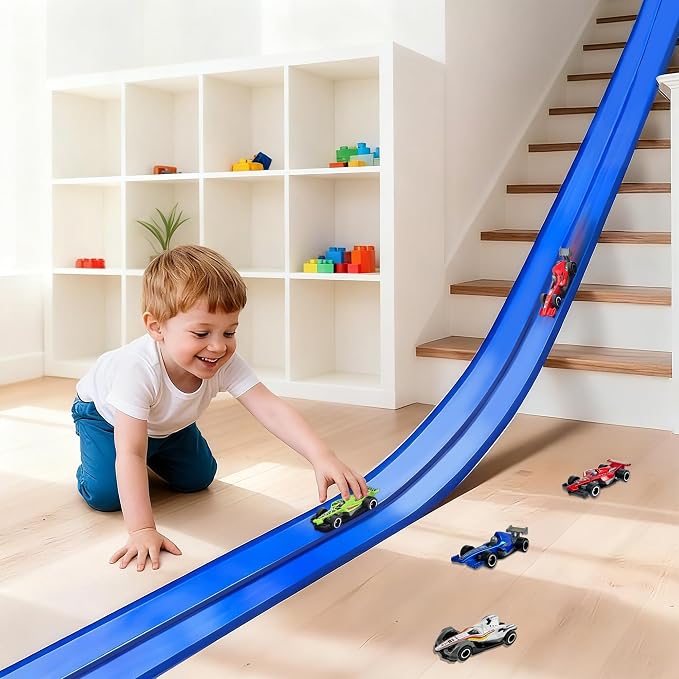 15 Ft Flexible Race Track Set with 6 Toy Cars for Kids
