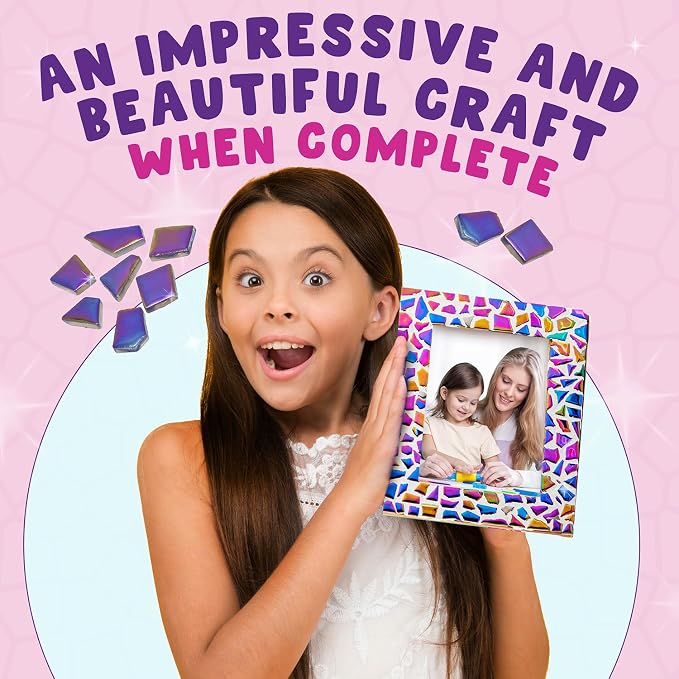 PURPLE LADYBUG Decorate Your Own Picture Frame Craft Kit - Craft for Kids Ages 8-12, Birthday Gift & DIY Mosaic Frame Craft for Girls Ages 6-8, Fun Arts & Crafts for 7-Year-Old Girls