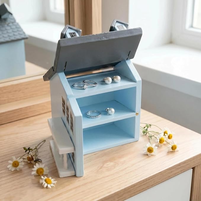 Miniature Villa Model Wooden Tiny House Compact Dollhouse Mini House Storage Decoration Ornament Accessory for Tabletop Display