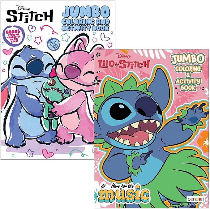 Disney Lilo & Stitch Coloring and Activity Book Set - 2 Pack | Lilo&Stitch: Here for the Music and Stitch&Angel Ohana