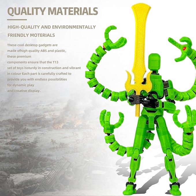 T13 Already Assembled Action Figure Accessories,T13 Multi-Jointed Movable,for Collectors Desktop Decorations t-13 Movability 3D Printed Toys (Luminous Green, 7.2 Inch)