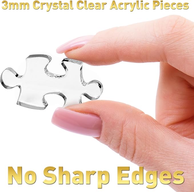 Funwares 200-piece ImPuzzable Clear Puzzle – Insanely Hard Brain Teaser for Adults – Acrylic Jigsaw with False Edges and Fale Corners – Funny White Elephant Gift