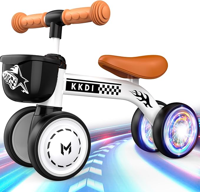 Baby Balance Bike Ride on Toys for 1 2 Year Old, Toddler Bike, First Birthday Gifts for 1 2 Year Old Boys Girls, Colorful Lighting Silent Wheels, No Pedal, Safe Baby First Bike