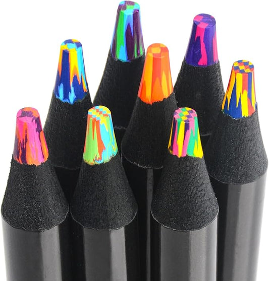 nsxsu Art Supplies for Kids Teens Adults, 8 Rainbow Pencils Drawing Supplies, Jumbo Multi Colored Pencils for Sketching Drawing, Tween Girls Trendy Stuff Birthday Party Favor Crafts for Boys 6-12