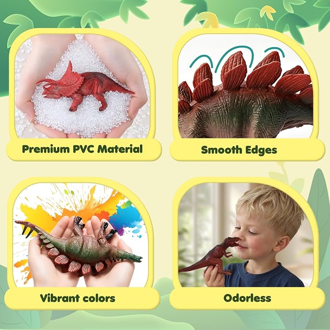 Dinosaur Toys for Kids 3-5,45PCS Realistic Jurassic Dinosaurs Figures with Eggs&Trees&Fence Playset to Create a Dino World,Educational Figures, Great Gift for Toddler Boys & Girls