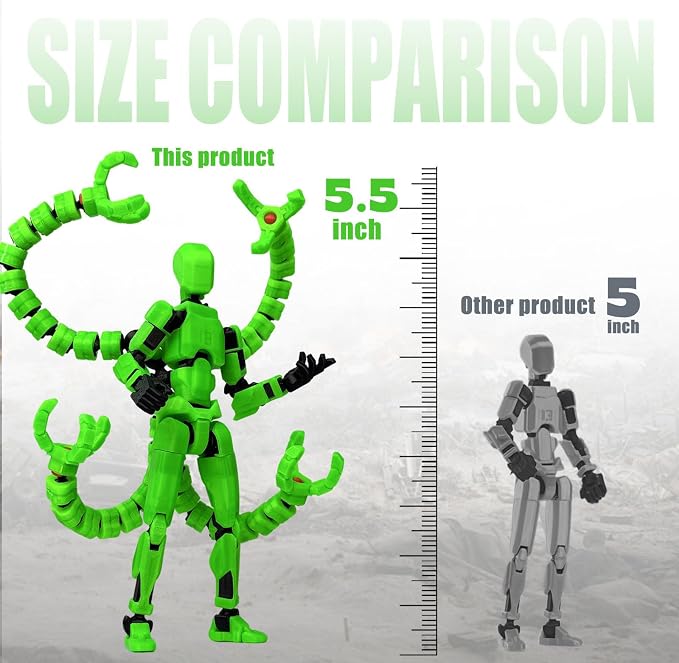 T13 Already Assembled Action Figure Accessories, T13 Multi-Jointed Movable,for Collectors Desktop Decorations t-13 Movability 3D Printed Toys (Luminous Green, 5.5 Inch)