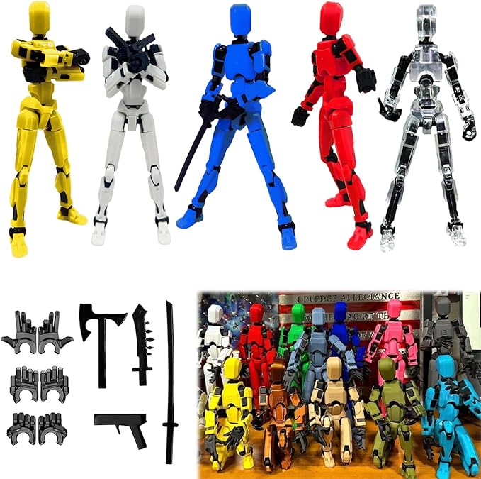 Dumwick Titan13 Action Figure, Lucky Robot 13 Action Figure,3D Printed Multi-Jointed Movable Action Figures,Dummy Robot 13 Figure Creative Gifts for Kids Adults (5pcs)