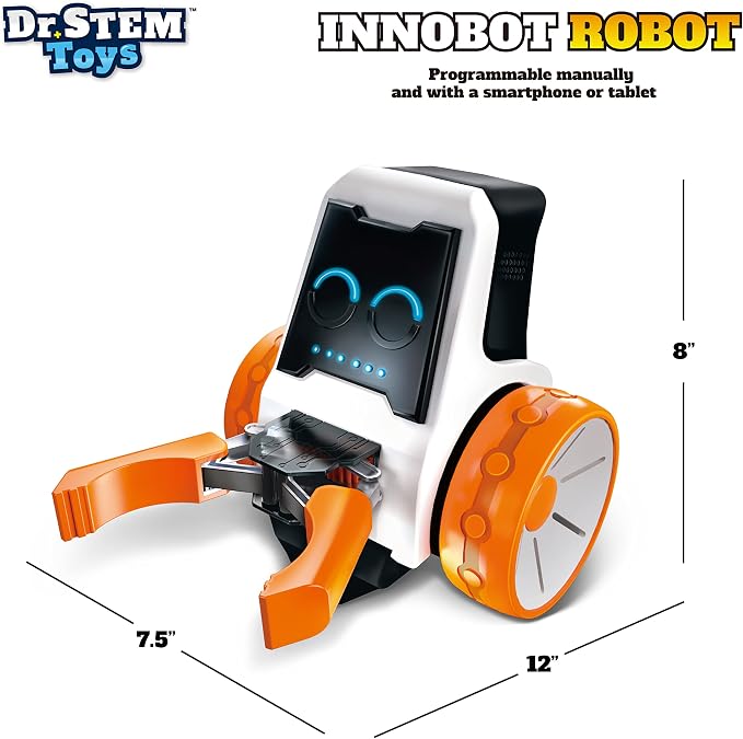 Dr. STEM Toys Innobot Coding Robot Toy | Robotics Science Kit for Kids Ages 8 & Up | Bluetooth Enabled, Easy to Build & Program, Performs Multiple Stunts & Chores | Kids Learn Coding as They Play