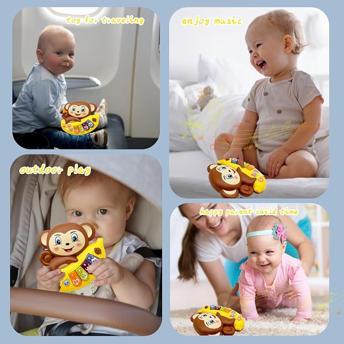 Baby Musical Toys Piano for 2 Year Old Girls Boys Light Up Music Learning Toys for Toddlers 3 Easter Gifts Infant 18 Month (Monkey)