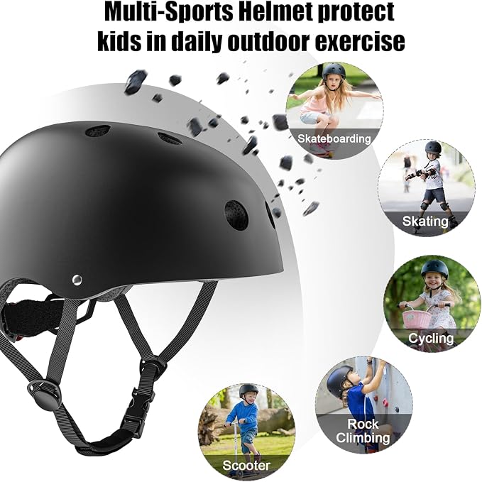 Kids Bike Helmet with LED Light,Lightweight Adjustable Childs Helmet for boy & Girl Ages 5-8-14,Multi-Sport Safety Helmet for Skateboard Cycling Scooter