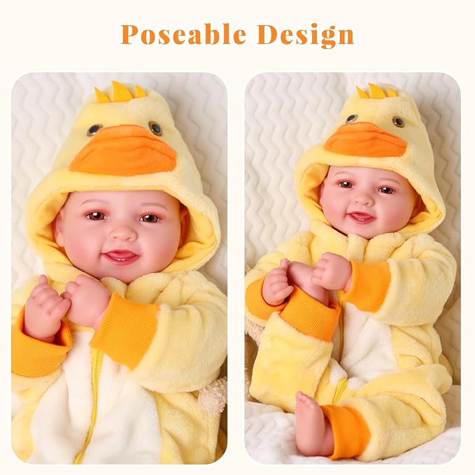 BABESIDE Lightweight Baby Doll Set – 15" Realistic Soft Doll for Girls, Easy to Carry & Hug – Pretend Play & Gift
