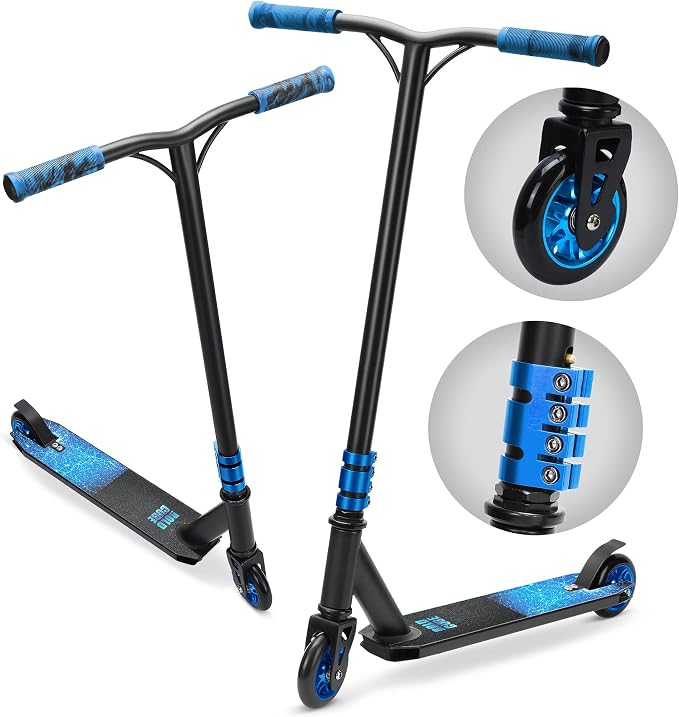 BOLDCUBE Deluxe Stunt Scooter for Boys and Girls Ages 8-12 Years | Anodized Finish | 4 Bolt Clamp | Marbled Grips | 7+ yrs
