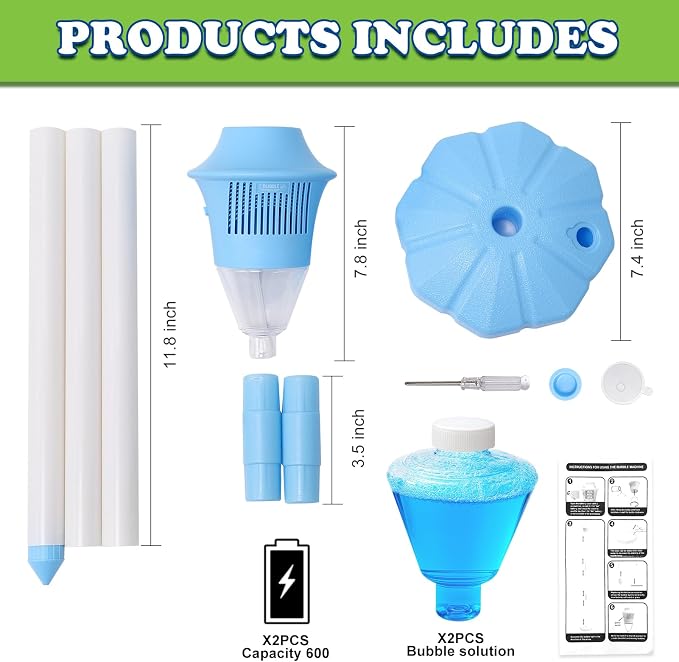 Bubble Stand Machine, Outdoor Tall Bubble Maker,47 Inches | Stand Up Automatic, For Kids, Outdoor Tall Bubble Maker, With Lights, Rechargeable