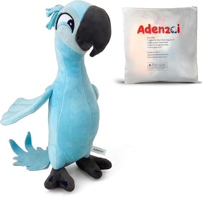 Rio Jewel Plush Toy – Soft Parrot Stuffed Animal Blue Macaw Plush, Cute Rio Movie Jewel Bird Character Plushie Gift for Kids and Fans