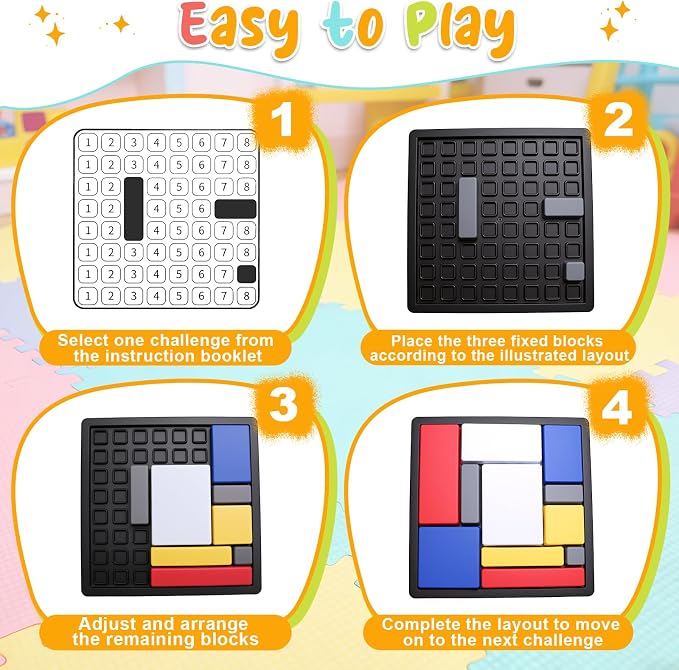 2 Pcs Logic Puzzle Brain Teaser Game for Adults, 88 Challenges 4 Difficulty Levels Logic Puzzles, Portable STEM Educational Thinking Game Toy for Classroom, Family Brain Training