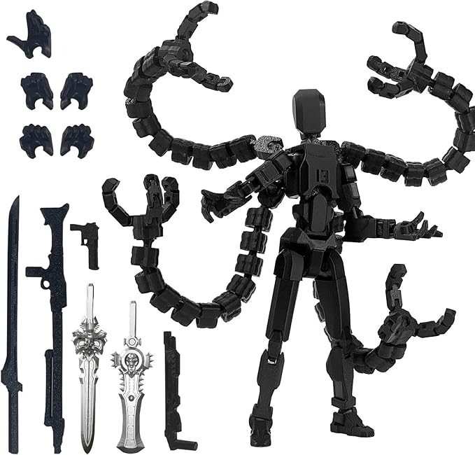 Assembly Completed T13 7.2inch Action Figure 3D Printed Multi-Jointed Movable T13 Nova 13 Robot 13 Action Figure Desktop Decorations for Game Lovers
