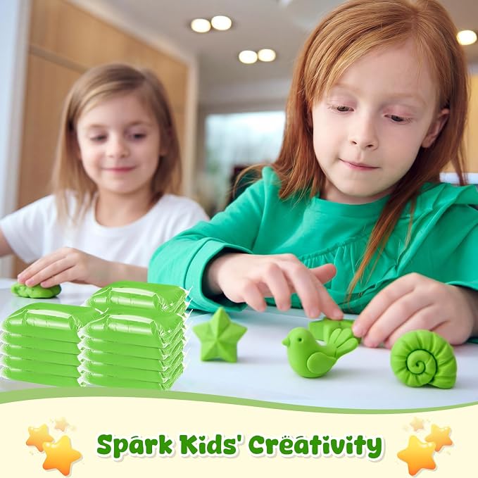 VioraWhite 40 Pcs 21oz Air Dry Clay Bulk Modeling Ultra Lightweight Foam Modeling Clay for Kids Adults DIY Crafts Party Arts and School Project Gifts Supplies(Green)