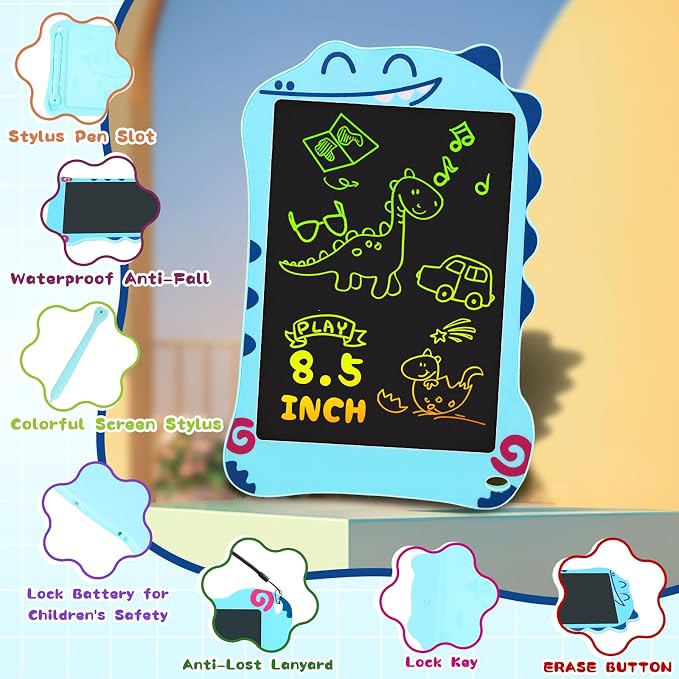 LCD Writing Tablet for Kids, Dinosaurs Drawing Pad Doodle Board for Kids, Colorful Toddlers Toys Drawing Board, Educational Toys for Boys Girls 3 4 5 6 7 8 Year Old Christmas and Birthday Gifts