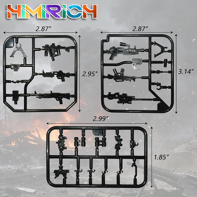 Military Weapons Pack, Classic Building Block Military Toy Accessories Hat, Piece Army Figure Accessory Combo, Compatible with Major Brands
