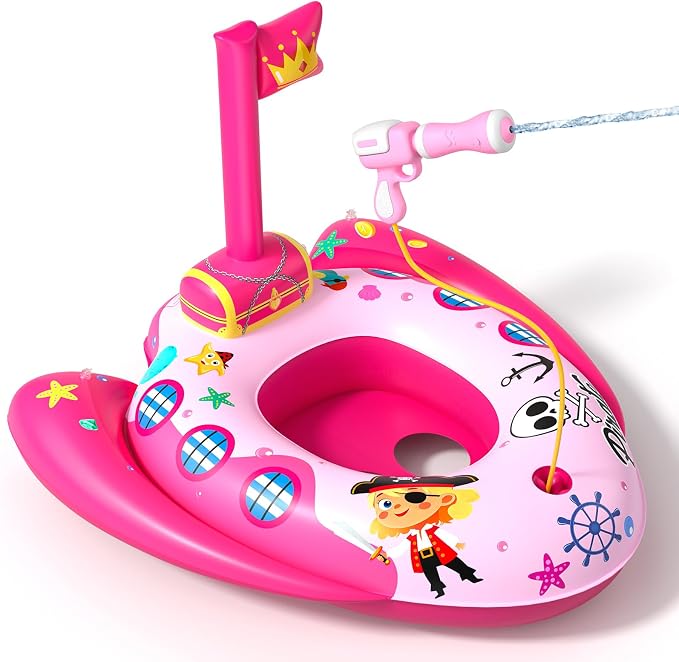 Kids Pool Floats with Water Gun, Toddler Inflatable Pool Toys for Kids Age 3-8 Years Old, Summer Outdoor Water, Beach, Swimming Pool Toys Gift for Boys and Girls