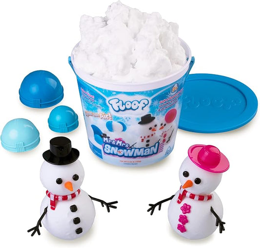 Play Visions Floof Modeling Clay - Reuseable Indoor Snow - Mr. & Mrs Snowman Set With Endless Creations and 22 Molding Accessories