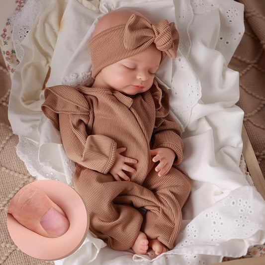 BABESIDE 16 Inch Silicone Baby Doll Weighted 4 Pounds,[NOT Vinyl] Realistic Baby Doll Girl Lifelike Reborn Baby Dolls Silicone Full Body Gift with Accessories for Kids 3+ & Collectors