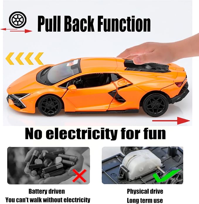 TOKAXI 1/36 Scale Lamborghini Revuelto Diecast Cars Models,Pull Back Vehicles Lamborghini Toy Cars,Cars Gifts for Boys Girls Orange