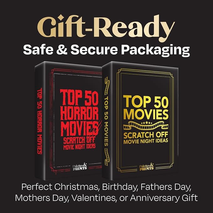 Premium Movie Night Scratch Off Cards – Gifts for Movie Lovers – End Movie Night Indecision With Movies From Top Databases – Stunning Illustrations - Gift for Husband Boyfriend - Couples Ideas